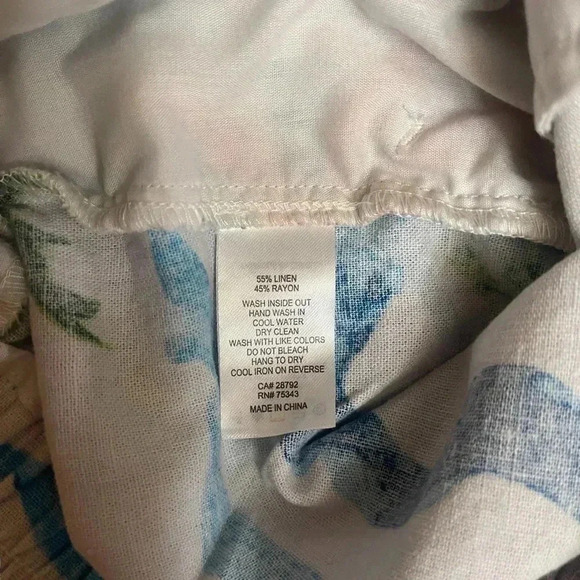 C&C California Tropical Beach Palm Tree Belted Linen Blend Shorts Womens Size 8 - Picture 5 of 11